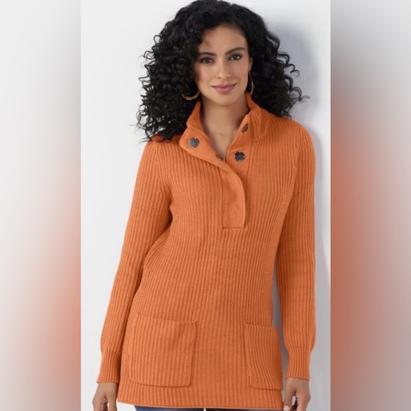 🍊Soft Surroundings Highland
Autum Leaf Ribbed Chunky Knit Tunic Knit Sweater. M - Picture 2 of 16
